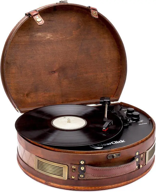 Main image of ClearClick Vintage Suitcase Turntable with Bluetooth & USB - Classic Wooden Retro Style