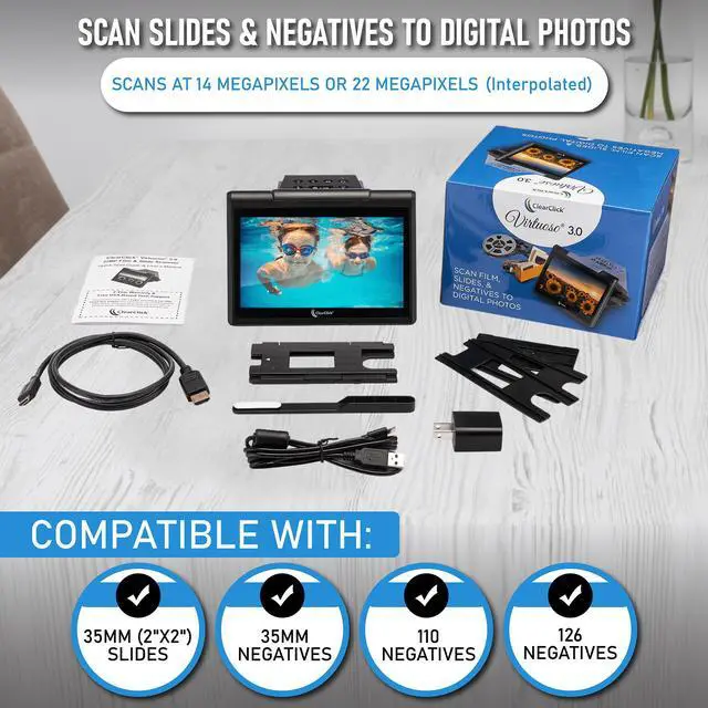 Alt view image 4 of 7 - ClearClick Virtuoso 3.0 (Third Generation) 22MP Film & Slide Scanner (35mm, 110, 126) with Large 7" LCD Screen - Convert Slides and Negatives to Digital Photos