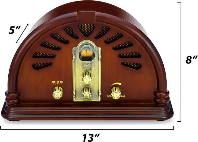 Alt view image 4 of 6 - ClearClick Classic Vintage Retro Style AM/FM Radio with Bluetooth - Handmade Wooden Exterior
