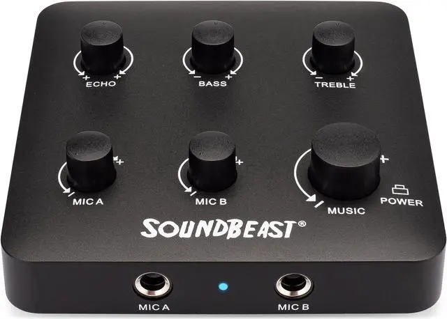 Alt view image 3 of 6 - SoundBeast Wireless Karaoke & PA Mixer System - Includes 2 Wireless Microphones & 1 Mini Mixer - Bluetooth, Aux, Optical Input - Optical & Aux Output