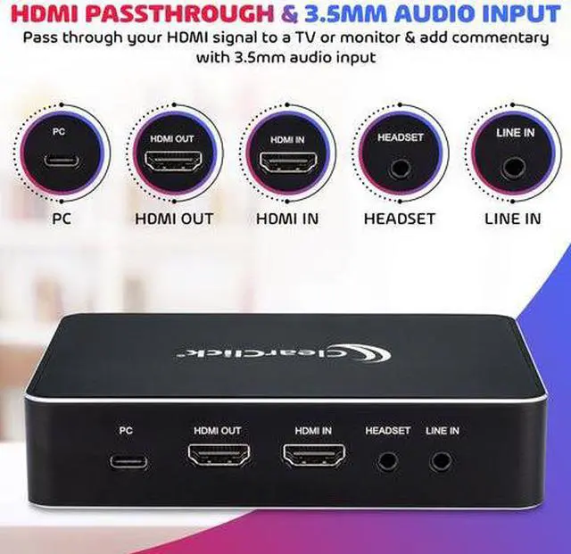 Alt view image 4 of 6 - ClearClick 4K HD Video Capture Box Extreme - Capture & Live Stream HD Video - True 4K60 Recording - HDMI Input & Pass Through - USB Plug & Play