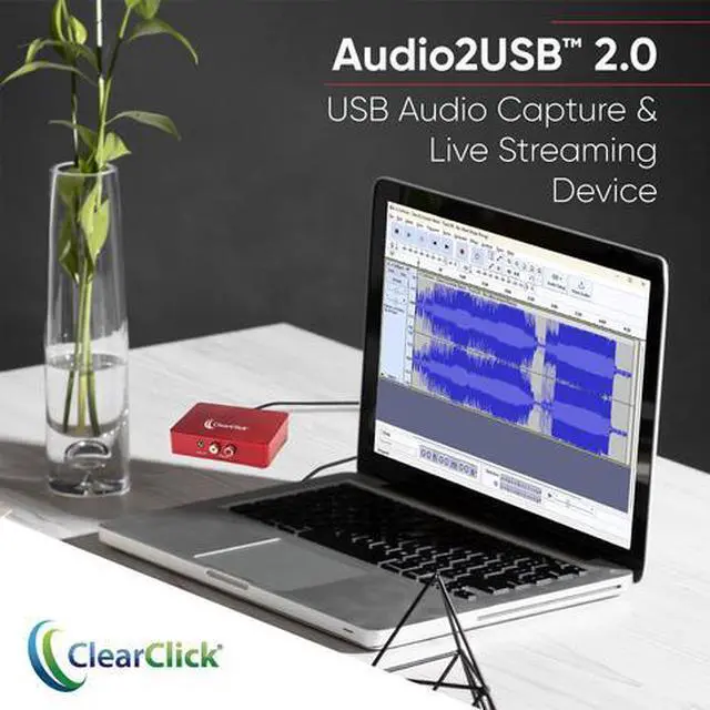 Alt view image 2 of 6 - ClearClick Audio to USB 2.0 (Second Generation) - Audio Capture & Live Streaming Device - Input 1/8" 3.5mm Aux AV RCA Audio & Music - USB-C Plug & Play