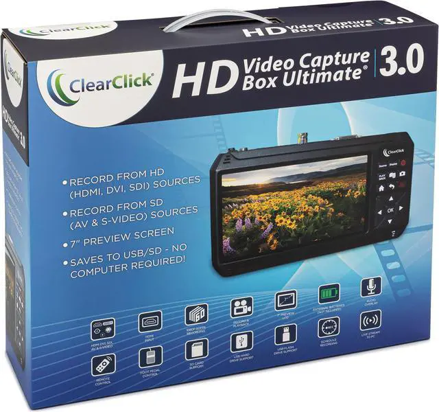 Alt view image 6 of 6 - ClearClick HD Video Capture Box Ultimate 3.0 (Third Generation) - Capture or Stream Video from HDMI, DVI, SDI, S-Video, RCA, AV, VHS, VCR, DVD, Camcorders, Hi8