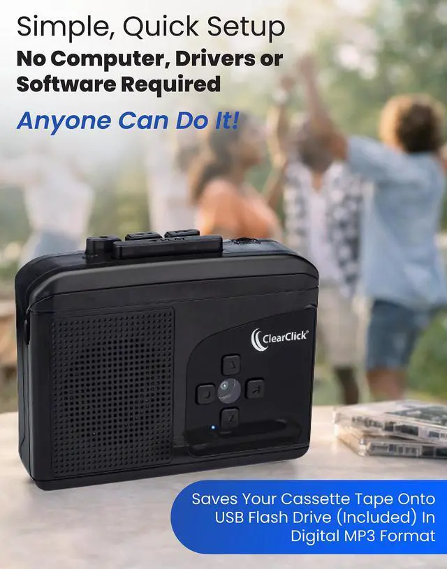 Alt view image 3 of 6 - ClearClick Cassette Tape to USB 2.0 (Second Generation) | Convert Cassette Tapes to Digital MP3 Audio Files on USB Flash Drive | File Splitting Feature | Instant Setup | 16 GB USB Drive Included