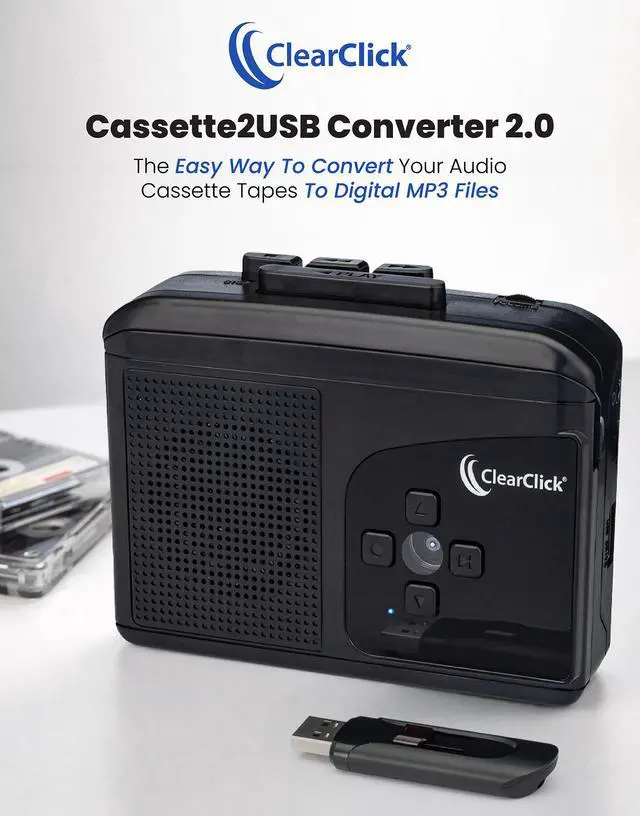Alt view image 2 of 6 - ClearClick Cassette Tape to USB 2.0 (Second Generation) | Convert Cassette Tapes to Digital MP3 Audio Files on USB Flash Drive | File Splitting Feature | Instant Setup | 16 GB USB Drive Included
