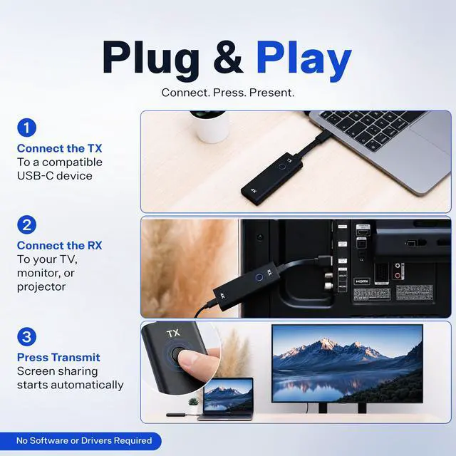 Alt view image 3 of 7 - SoundBeast 4K Wireless Presentation & Video Broadcasting System for Laptops & Smartphones | 1 Transmitter, 1 Receiver Included | Transmits & Receives at True 4K or 1080P | Plug & Play
