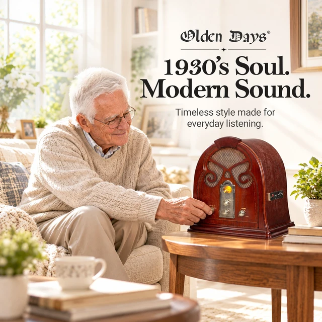 Alt view image 5 of 7 - Olden Days Retro Wooden AM/FM Radio | Bluetooth Input & USB/SD Playback | Real Wooden Exterior | Authentic Vintage Style