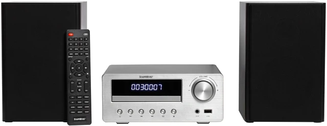 Main image of SoundBeast CD Player Radio Stereo Shelf System with Two 30W Bookshelf Speakers | Bluetooth, Optical, & Aux Input | FM Radio | USB Playback | Alarm Clock | Remote Control