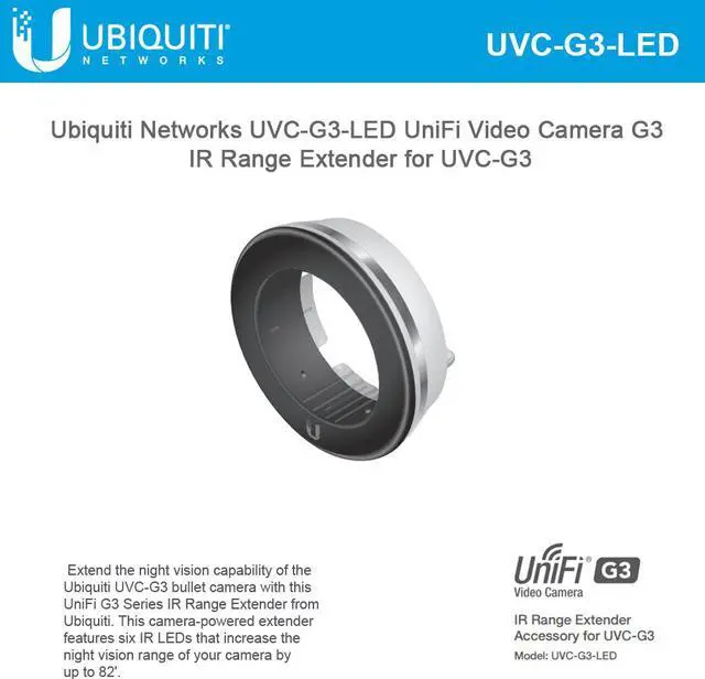 Main image of NEW Ubiquiti UVC-G3-LED IR Range Extender for UVC-G3 Surveillance Camera