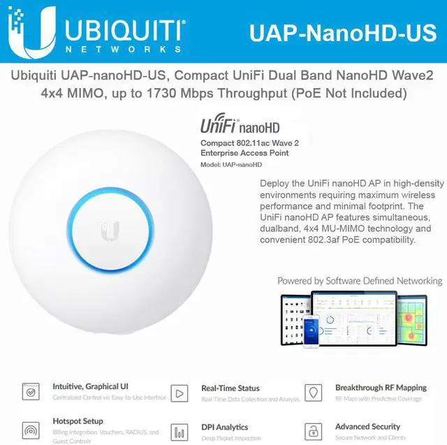 Main image of NEW Ubiquiti UAP-nanoHD UAP-NANOHD-US UniFi nanoHD IEEE 802.11ac 1.73 Gbit/s