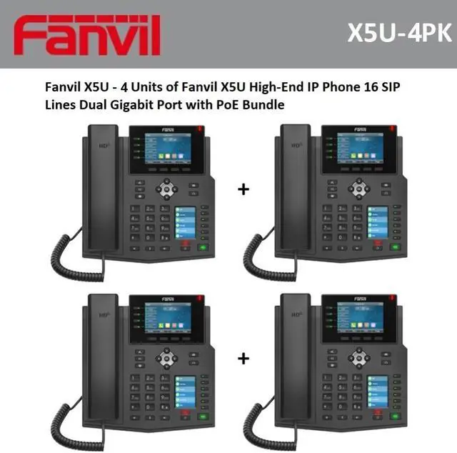 Main image of Fanvil X5U 4 Units of Fanvil X5U High-End IP Phone 16 SIP lines Dual Gigabit Port with PoE