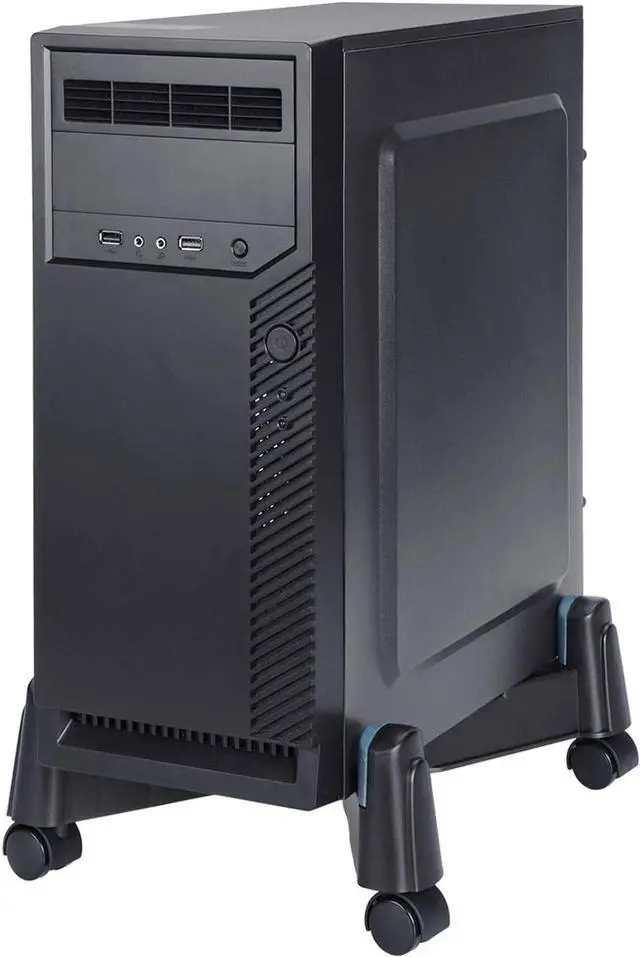 Alt view image 7 of 7 - Computer Tower Stand, ERGEAR CPU Holder Desktop Stand Desktop ATX-Case Mobile Cart Holder Adjustable Width with 4 Caster Wheels, Fits Most Computer Cases Under Desk, Black