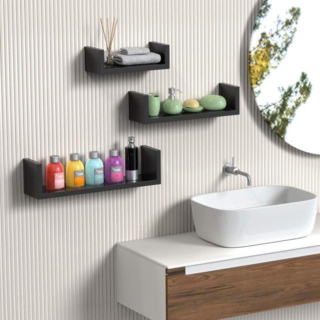 Floating Shelves Wall Mounted, Wall Shelf for Bedroom/Bathroom/Living Room/Kitchen, 3 Sizes, U-shaped(black) Latitude Run Finish: White