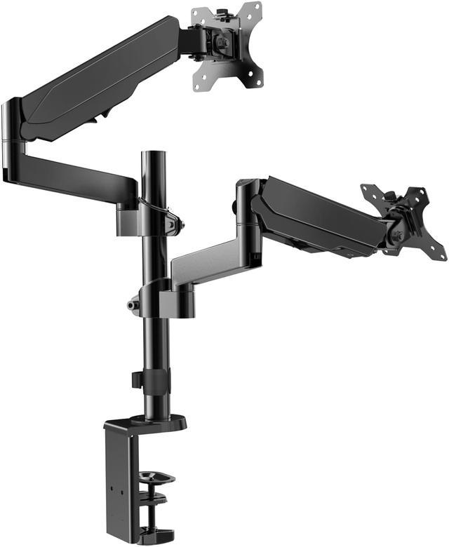 HUANUO Vertical Dual Monitor Mount, Stacked Monitor Stand for 2 Monitors  with Height Adjustment Computer Monitor Arm Supports Two 17 to 32 Inch with  C