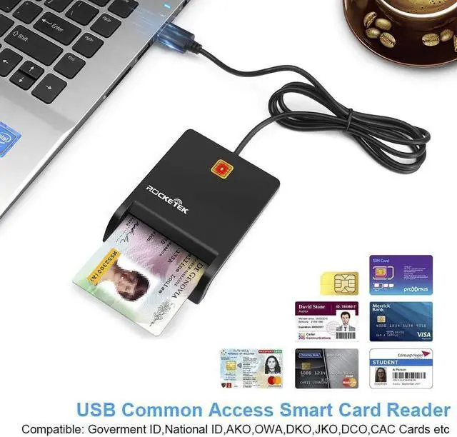 Alt view image 2 of 7 - CAC Smart Card Reader Rocketek DOD Military USB Common Access Card Reader, Compatible with Windows XP/Vista/7/8/10, Mac OS 10.6-10.10 and Linux