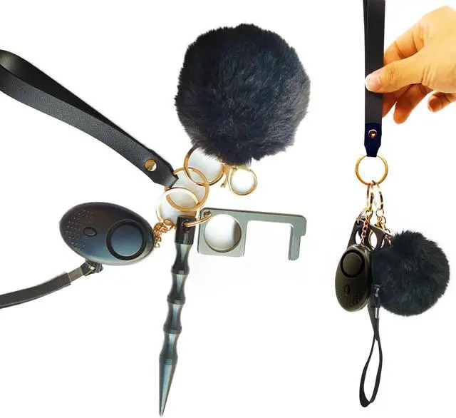 Main image of Self Defense Keychain Set With Safe Sound Personal Alarm, Vegan Leather Safety Keychain Set for Women, Girls - Portable Self Protection Key Chain Defense