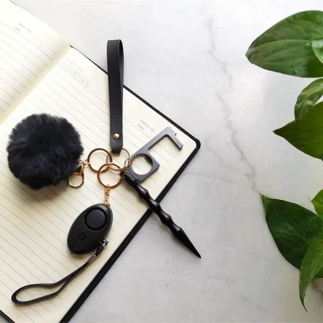 Alt view image 5 of 5 - Self Defense Keychain Set With Safe Sound Personal Alarm, Vegan Leather Safety Keychain Set for Women, Girls - Portable Self Protection Key Chain Defense