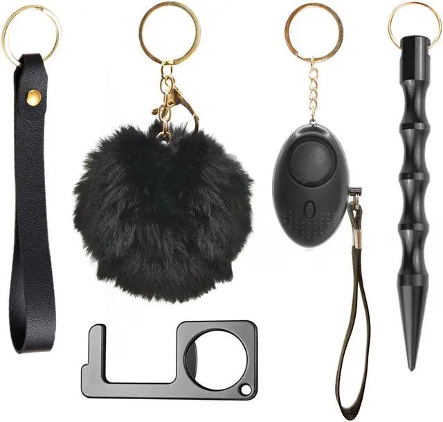 Alt view image 2 of 5 - Self Defense Keychain Set With Safe Sound Personal Alarm, Vegan Leather Safety Keychain Set for Women, Girls - Portable Self Protection Key Chain Defense