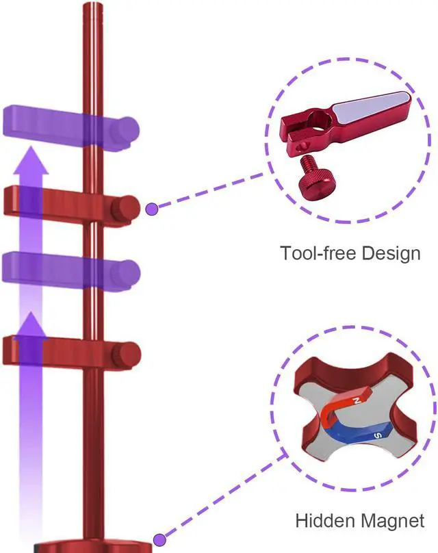 Alt view image 2 of 6 - Graphics Card GPU Brace Support Red, Video Card Sag Holder/Holster Bracket,Anodized Aerospace Aluminum, Adjustable for Single/Dual Slot Cards, Universal Graphics Card Stand