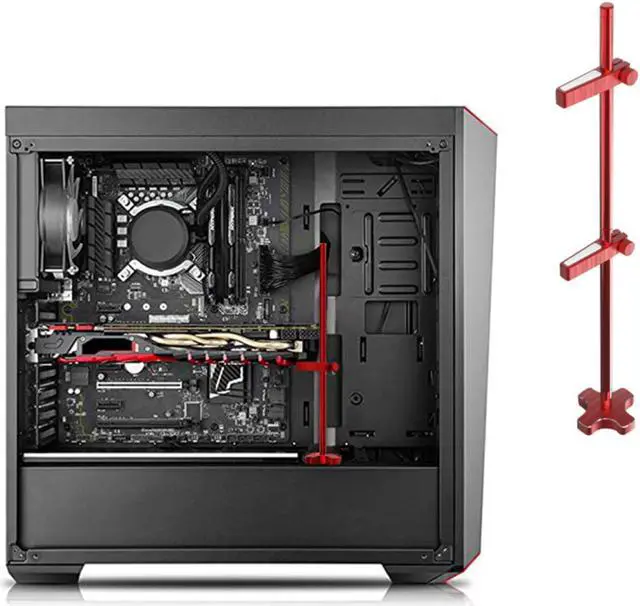 Alt view image 4 of 6 - Graphics Card GPU Brace Support Red, Video Card Sag Holder/Holster Bracket,Anodized Aerospace Aluminum, Adjustable for Single/Dual Slot Cards, Universal Graphics Card Stand