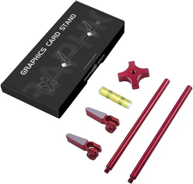 Main image of Graphics Card GPU Brace Support Red, Video Card Sag Holder/Holster Bracket,Anodized Aerospace Aluminum, Adjustable for Single/Dual Slot Cards, Universal Graphics Card Stand