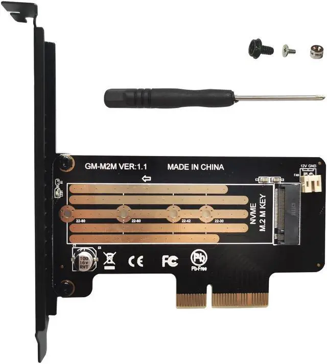 Main image of NVMe PCIe Adapter, M Key M.2 NVME SSD to PCI-e 3.0 x4 Host Controller Expansion Card with Regular Size Bracket, PCIe NVME Adapter for PC Desktop Support 2230 2242 2260 2280