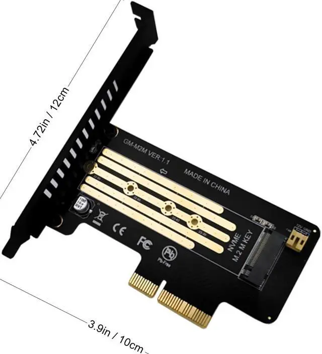 Alt view image 2 of 5 - NVMe PCIe Adapter, M Key M.2 NVME SSD to PCI-e 3.0 x4 Host Controller Expansion Card with Regular Size Bracket, PCIe NVME Adapter for PC Desktop Support 2230 2242 2260 2280