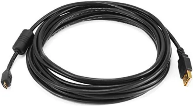 Alt view image 8 of 9 - Monoprice USB 2.0 Cable - 15 Feet - Black | USB Type-A Male to Micro Type-B 5-pin Male 28/24AWG Cable with Ferrite Core, Gold Plated
