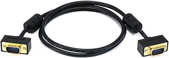 Alt view image 5 of 14 - Monoprice Ultra Slim SVGA Super VGA Male to Male Monitor Cable - 3 Feet With Ferrites | 30/32AWG, Gold Plated Connector