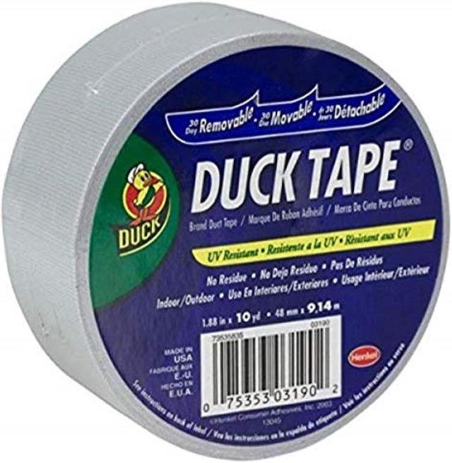 Duck Brand 528183 Removable Duct Tape, 1.88-Inch by 10-Yard, Single Roll,  White 