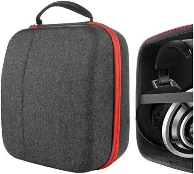 Alt view image 10 of 10 - geekria headphones case compatible with sennheiser hd800, hd598, akg k701, q701, beyerdynamic dt880, dt990 and more/hard shell large carrying case/headset travel bag black fabric