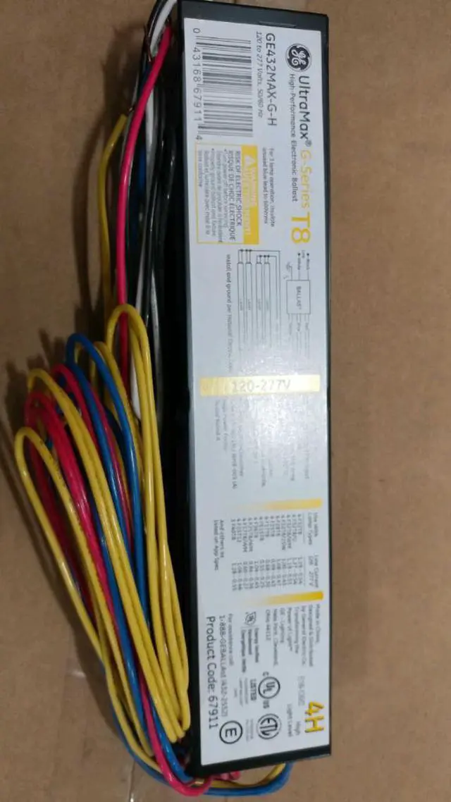 Alt view image 2 of 3 - 10 Pack of GE UltraMax 67911 GE432MAX-G-H 4x 32W T8 120-277V Fluorescent Electronic Ballasts