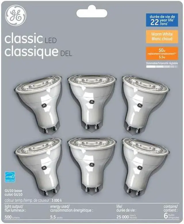 Main image of GE classic LED 50 watt equivalent GU10 Warm White LED Light Dimmable (6 pack)