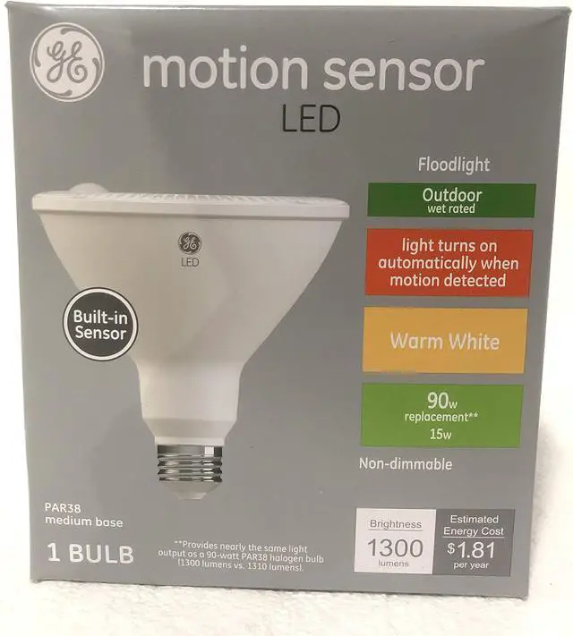Main image of Ge 45160 LED light Bulb with Motion Sensor 90 watt (Light Turns ON Automatically When Motion Detected) Warm White Outdoor Floodlight