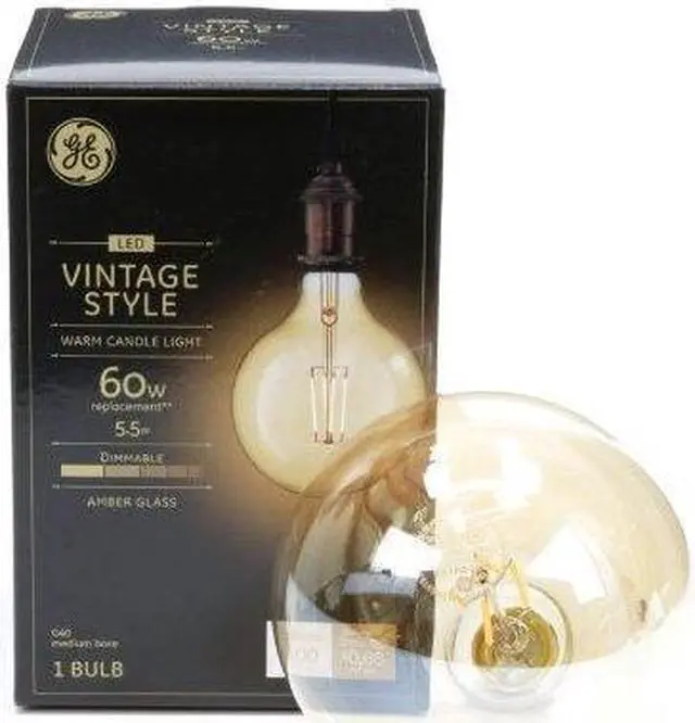 Alt view image 2 of 3 - GE Globe 60W Equivalent Dimmable Amber G40 Vintage LED Decorative Light Bulb Vintage Antique Style Light Bulb