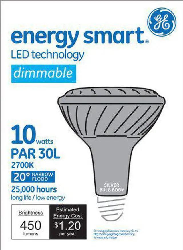 Alt view image 2 of 2 - (4 pack) GE Lighting 61925 Energy Smart LED 10-Watt (50-watt replacement) 450-Lumen PAR30 longneck Floodlight Bulb with Medium Base