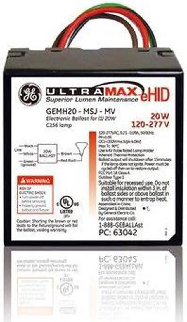 Main image of GE 63042 HID ULTRAMAX EHID ELECTRONIC LOW FREQUENCY BALLAST GEMH20-MSJ-MV (pack of 6)