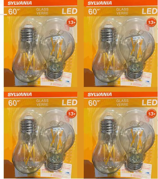 Main image of (8 bulbs) Sylvania Filament LED 60 watt equivalent, Dimmable A15, Soft White LED Light Bulb