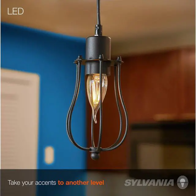 Alt view image 5 of 7 - SYLVANIA LED Light Bulb Decor, 60W B10 Soft White Candelabra Base, Dimmable, Clear, Candle Tip - 12 Pack (40206)
