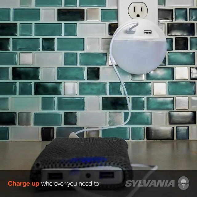 Alt view image 5 of 7 - (5 pack) SYLVANIA LED Night Light with Dual USB Ports, Automatic Dusk to Dawn sensor, plug-in LED NightLight