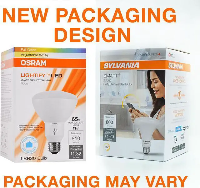 Alt view image 5 of 5 - SYLVANIA SMART 10W BR30 LED Light Bulb for SmartThings and Alexa, Dimmable, 10 Year, 800 Lumens, 2700K, Soft White - 1 Pack (74581)