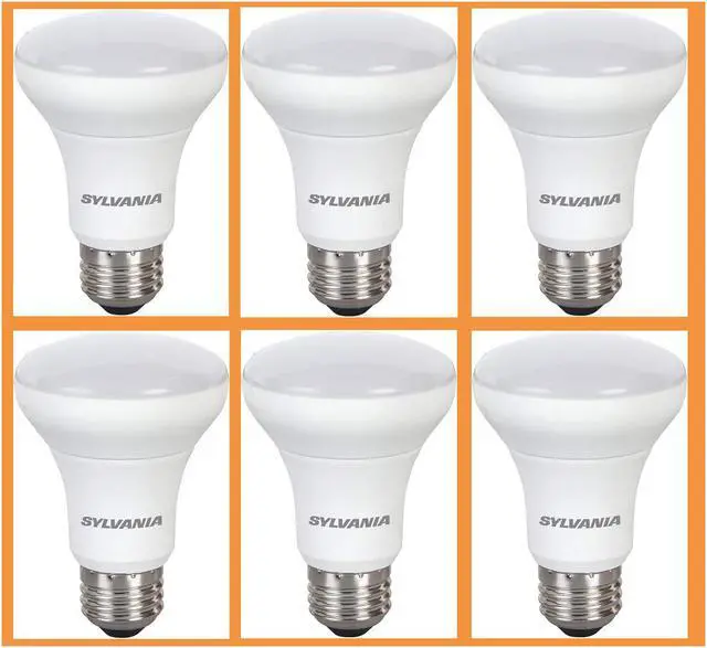 Alt view image 2 of 4 - (6 bulbs) Sylvania R20 LED Bulb, 50 watt Equivalent Efficient 6 watt, Dimmable, 525 Lumens, 2700K, Soft White, Frosted Indoor Outdoor Light bulb