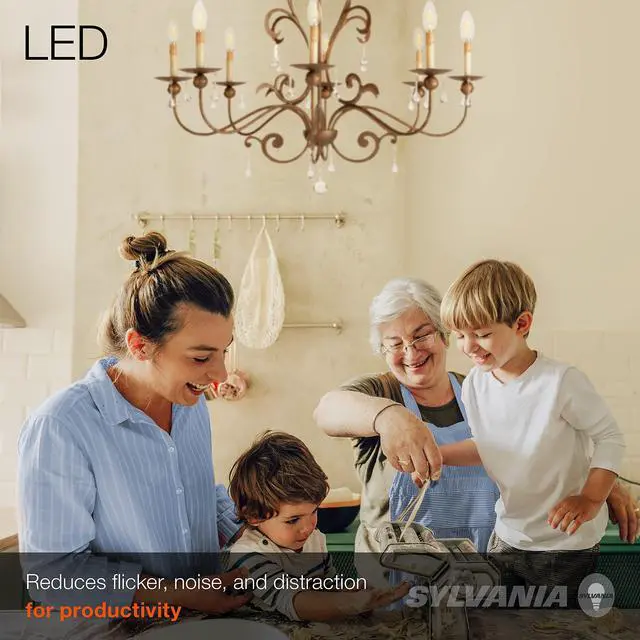 Alt view image 4 of 7 - (12 bulbs) Sylvania 40207 Decorative Decor LED Candle, Bent Tip, 500 Lumen, Filament, Dimmable Daylight Indoor Outdoor 60 watt replacement Light Bulb