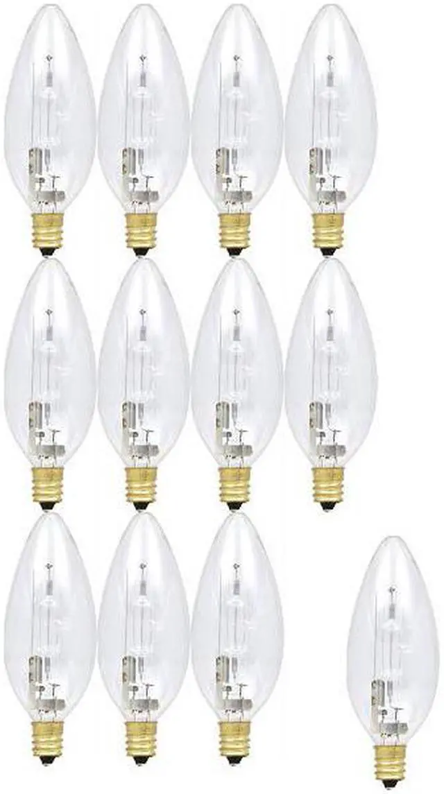 Main image of (12 pack) SYLVANIA Halogen Decor B11 Light Bulb, 60 watt equivalent, Candelabra Base, 500 Lumens, Soft White