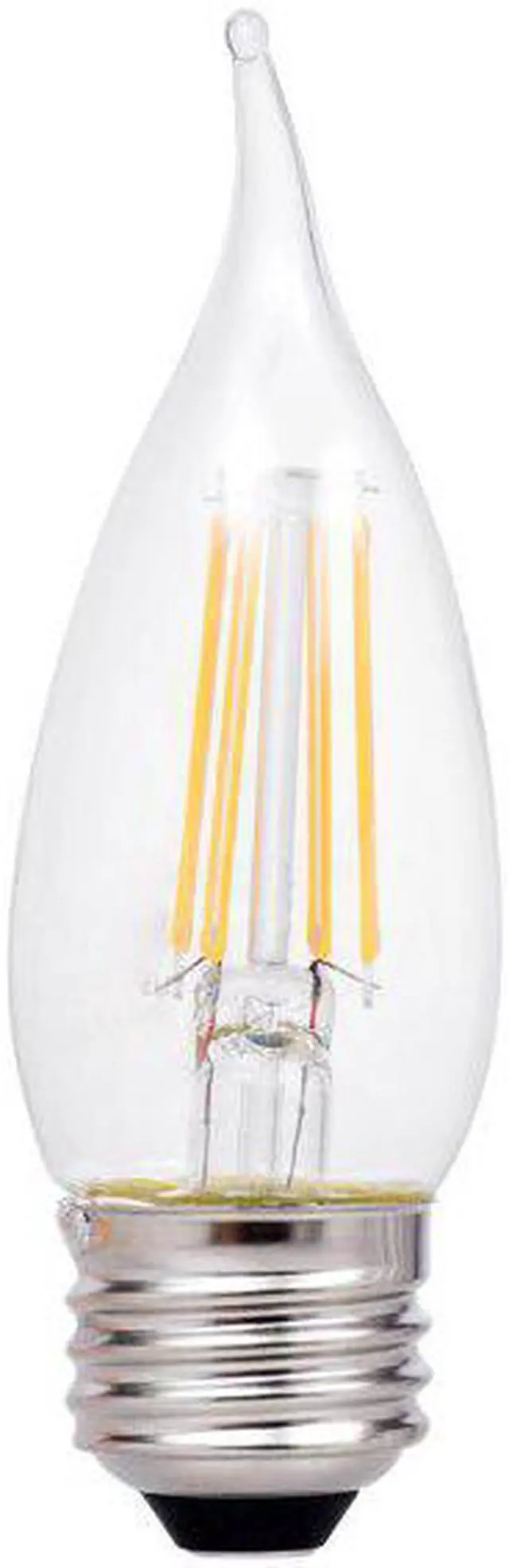 Alt view image 2 of 3 - (4 pack) Sylvania Candle Flame LED 40 watt equivalent, Bent Tip, Dimmable, 2700K Soft White, Filament Light Bulb