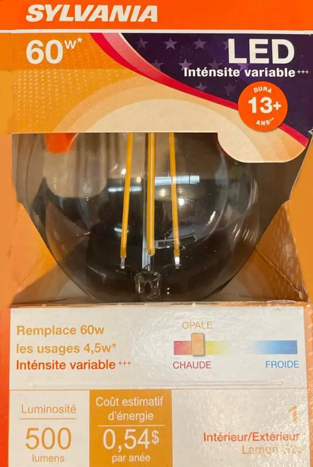 Main image of (4 bulbs) Sylvania LED Globe G25, 60 watt equivalent, 500 Lumens, Clear, Dimmable, Soft White, Medium Base, LED Light Bulb