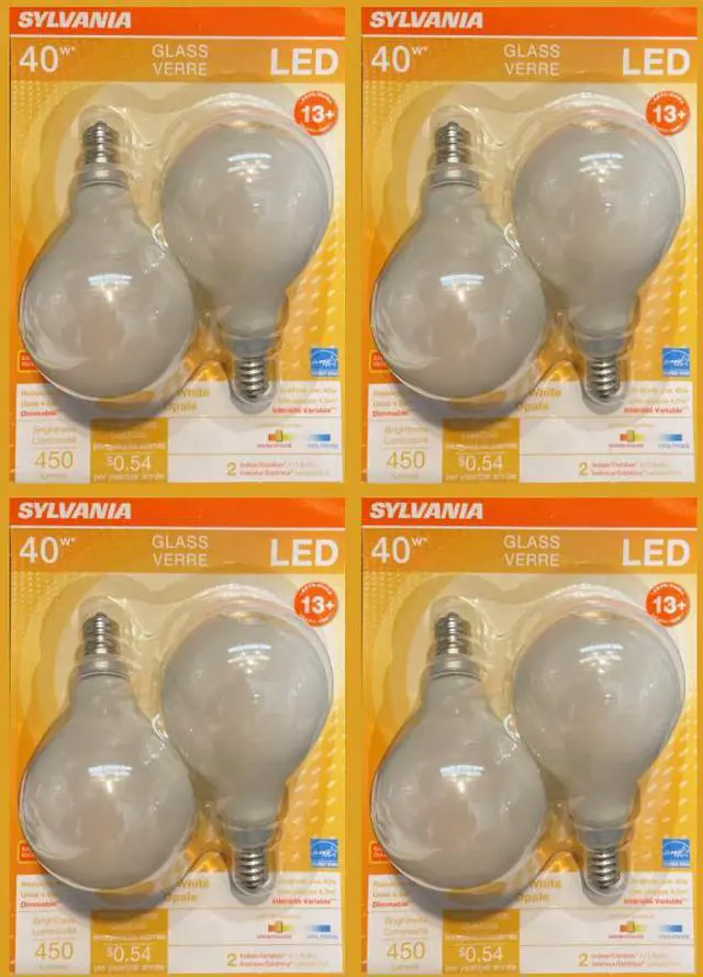 Alt view image 2 of 4 - (8 bulbs) Sylvania 40524 - LED A15 A Line Pear LED Light Bulb, Candelabra base, 2700K Soft White Glass LED Light Bulb