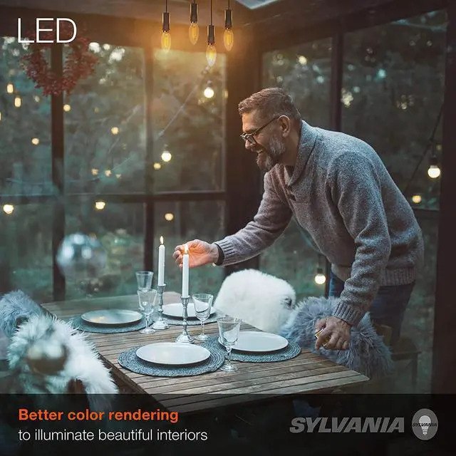 Alt view image 2 of 3 - (6 bulbs) Sylvania 40502 Vintage LED, B10 Candle Flame, Dimmable, 2200K, Spiral Filament, Amber Glow, 125 lumens LED light bulb