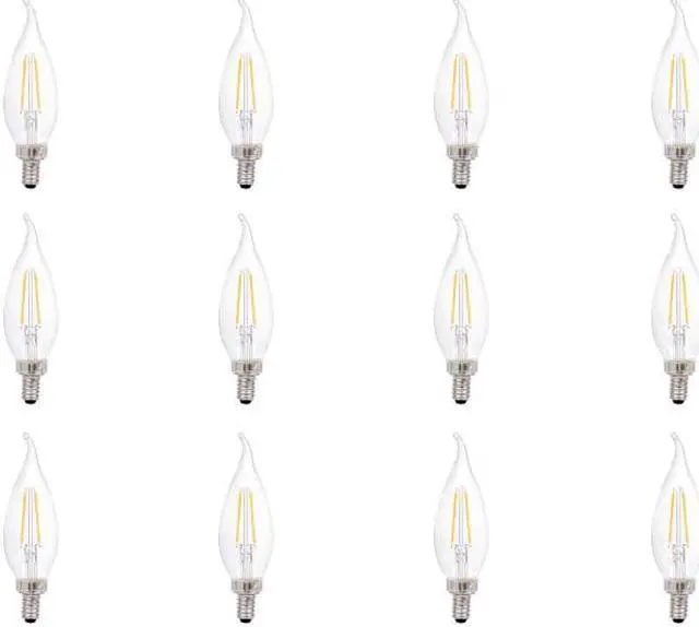 Alt view image 2 of 3 - (12 bulbs) Sylvania LED Candle Flame B10 Bent Tip, 25 watt equivalent, Dimmable, Candelabra Base Filament LED Light Bulb