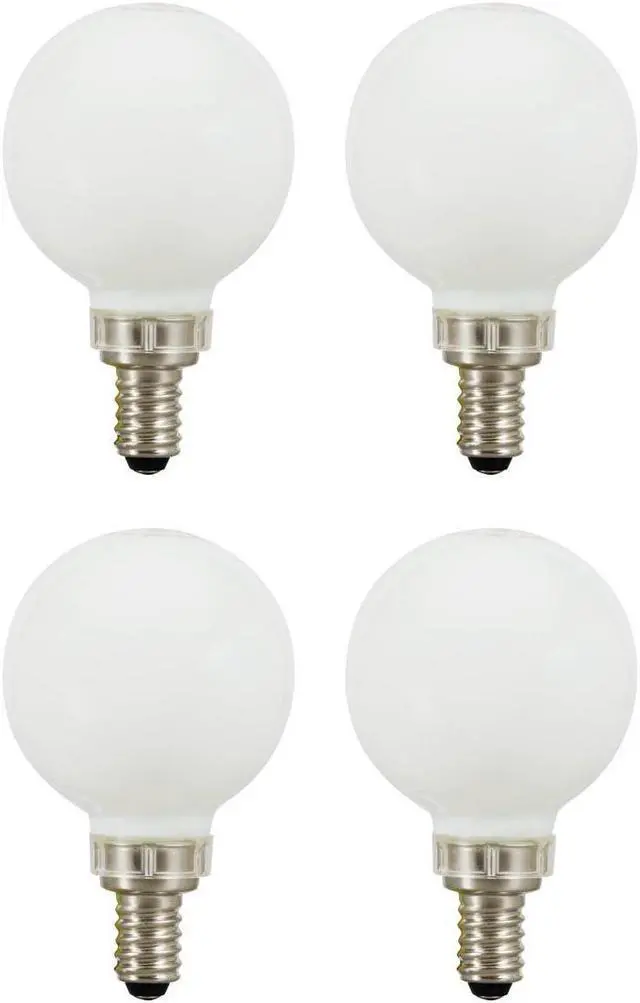 Alt view image 2 of 4 - (4 bulbs) Sylvania LED G16.5 Globe, 25 watt equivalent, Candelabra Base, Frosted, Daylight, Dimmable LED Light Bulb